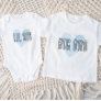 Lil Sis Blue Heart Matching Sibling Family Baby Bodysuit