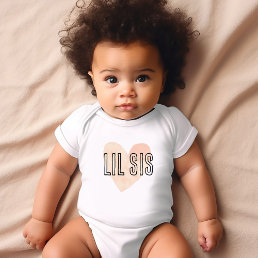 Lil Sis Blush Heart Matching Sibling Family Baby Bodysuit