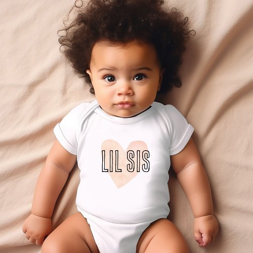 Lil Sis Blush Heart Matching Sibling Family Baby Bodysuit