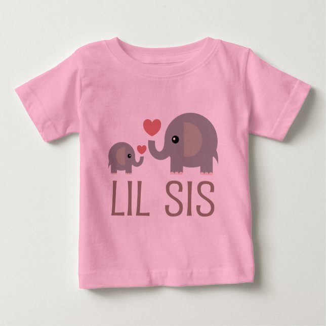 Lil Sis Elephant Gift Idea Baby T-Shirt (Front)