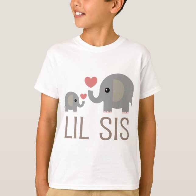 Lil Sis Elephant Gift Idea T-Shirt (Front)