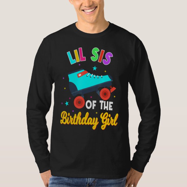 Lil Sis Of The Birthday Girl Roller Skates Skating T-Shirt (Front)