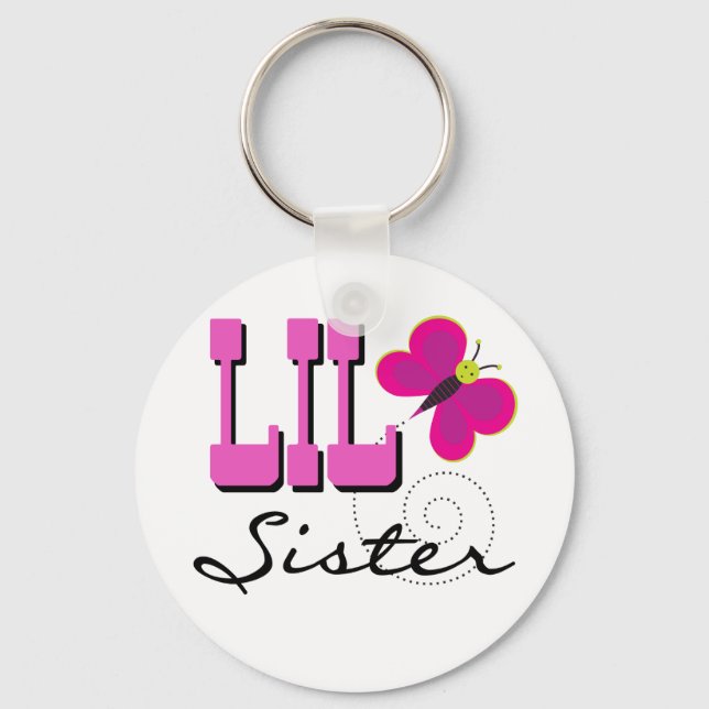 Lil Sister Butterfly Tshirts and Gifts Keychain (Front)
