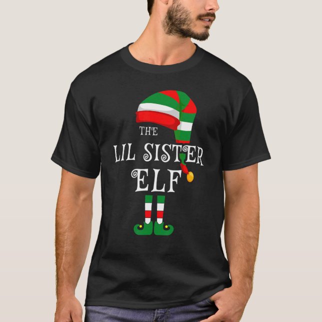 Lil Sister Elf Family Christmas Matching Pajamas G T-Shirt (Front)