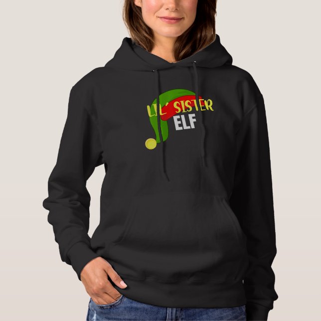Lil Sister Elf Matching Family Group Christmas Par Hoodie (Front)