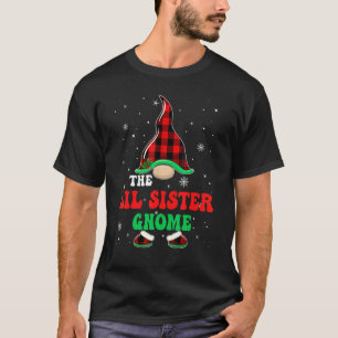 Lil Sister Gnome Buffalo Plaid Matching Christmas T-Shirt