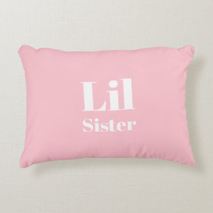 Lil Sister Pink white girl's Accent Pillow