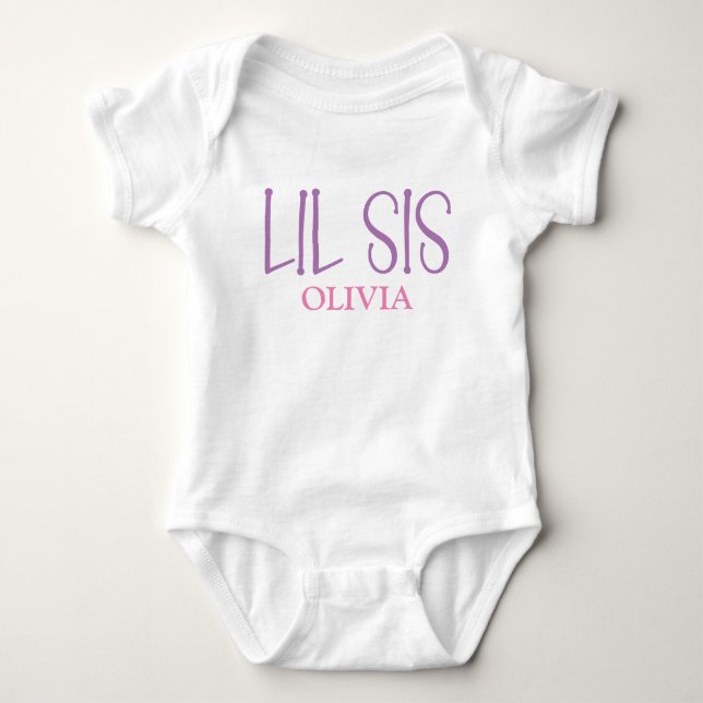 Lil Sister Sis Sibling Name Baby Bodysuit (Front)