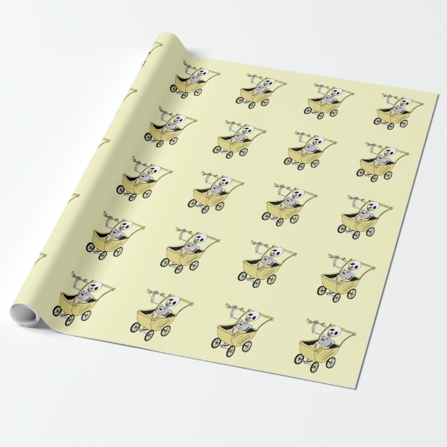 Lil Skeleton Gift Wrapping Paper (Unrolled)