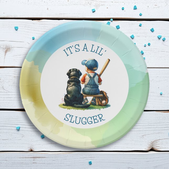 Lil' Slugger | Boy's Baseball Baby Shower  Paper Plates (Creator Uploaded)