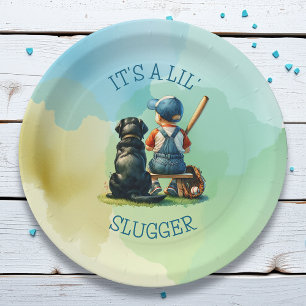 Lil' Slugger Boy's Baseball Baby Shower Paper Plates