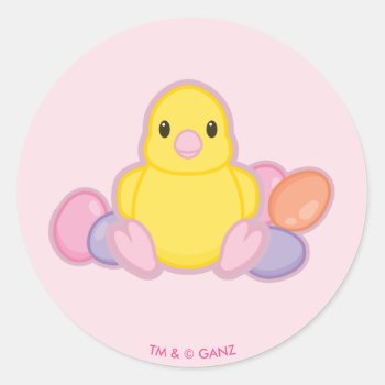 Lil Spring Chick Pattern Classic Round Sticker by webkinz at Zazzle