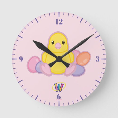 Lil Spring Chick Pattern Round Clock