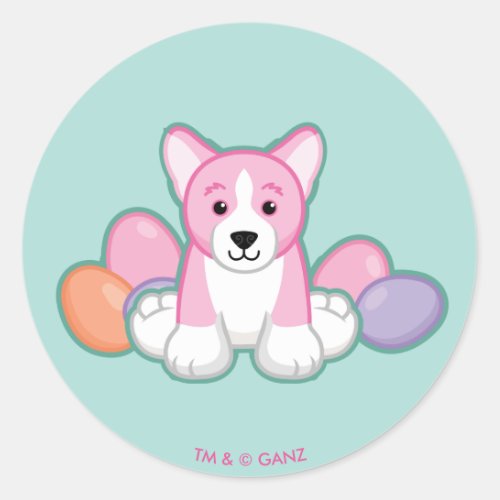 Lil Spring Corgi Pattern Classic Round Sticker