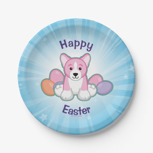 Lil Spring Corgi Pattern Paper Plates (Front)