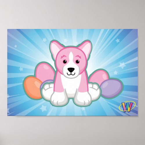 Lil Spring Corgi Pattern Poster