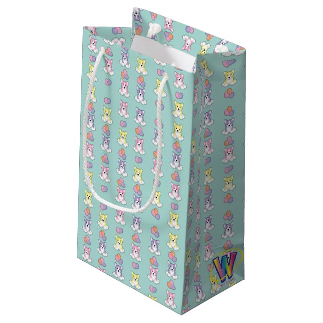 Lil Spring Corgi Pattern Small Gift Bag (Back Angled)