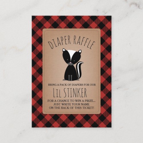 Lil Stinker Skunk Baby Shower Diaper Raffle Enclosure Card