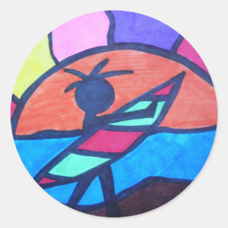 Lil' Surfer Dude - Setting Sun Classic Round Sticker