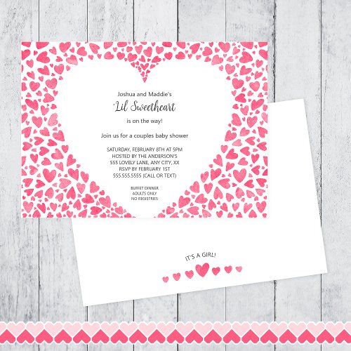 Lil Sweetheart watercolor baby shower Invitation