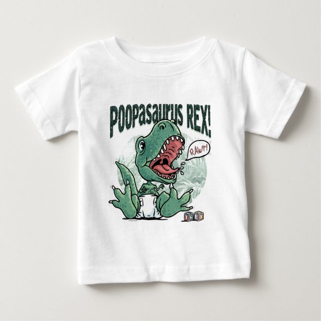 Lil' T Rex Poopasaurus Rex Baby T-Shirt (Front)