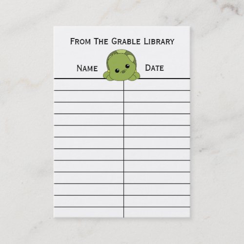 Lil Turtle Book Return Cards