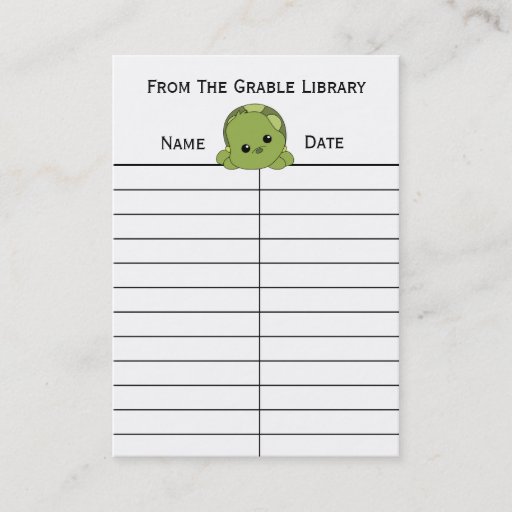 Customizable Lil Turtle Book Return Cards Business Cards
