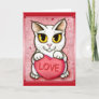 Lil Valentine White Cat Candy Heart Love Art Card