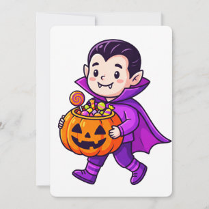 Lil Vampire with Pumpkin Candy Invitation