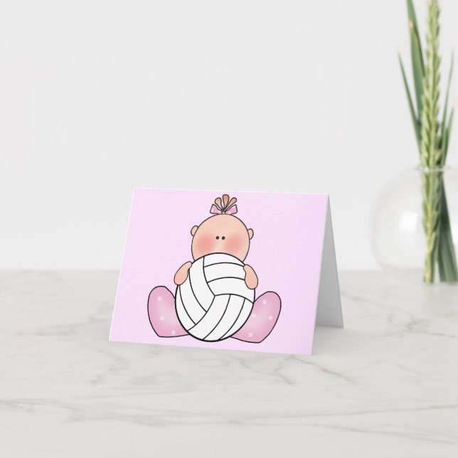 Lil Volleyball Girl Blank Card (Front)
