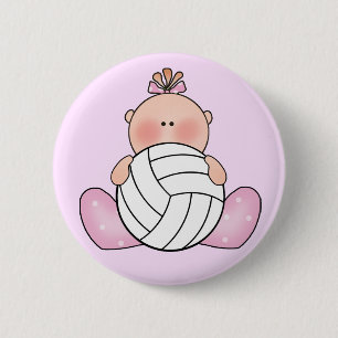 Lil Volleyball Girl Button