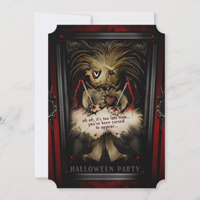 Lil Voodoo Doll Halloween Party Family Invitation (Front)