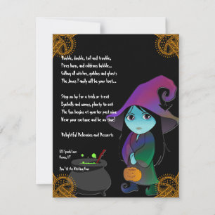 Lil' Witch in Rainbow Gown Halloween Invitation