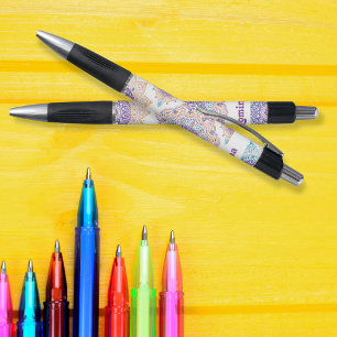 Lila Flower Mandala Colorful pattern personalized Pen
