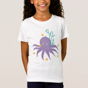 Lila Krake with starfish and underwater plant T-Shirt