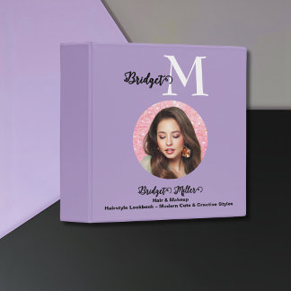 lila Monogram photo Hairstyle Lookbook 3 Ring Binder
