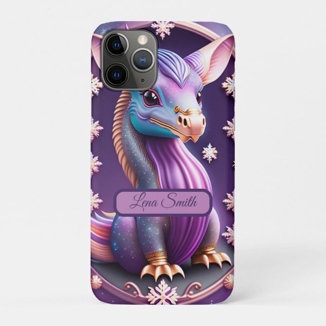 Lila Pink Drache, imaginative digital art Case-Mate iPhone Case (Back)
