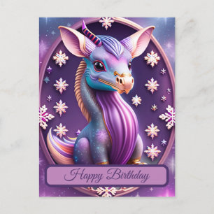 Lila Pink Drache, imaginative digital art Postcard