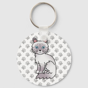 Lila Point Tabby Birman / Ragdoll Cat Illustration Keychain
