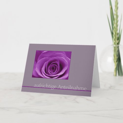lila rose on grey sympathy card german
