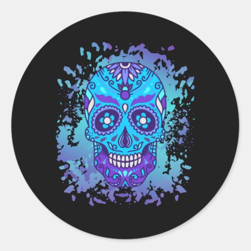 Lila sugar skull day of dead dia de los muertos classic round sticker