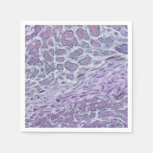 Lilac Acrylic Pouring Abstract Fluid Art Napkins (Front)