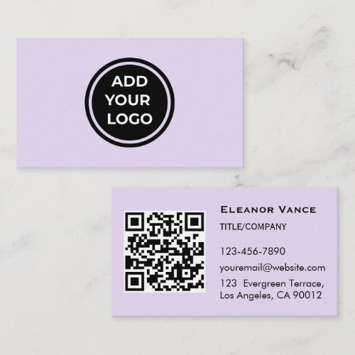 Lilac Add Your Logo Business Card with QR Code