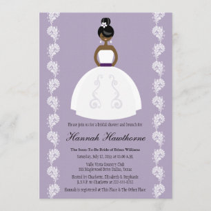 Lilac African American Pretty Bride Bridal Shower Invitation