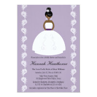 Lilac African American Pretty Bride Bridal Shower Invitation