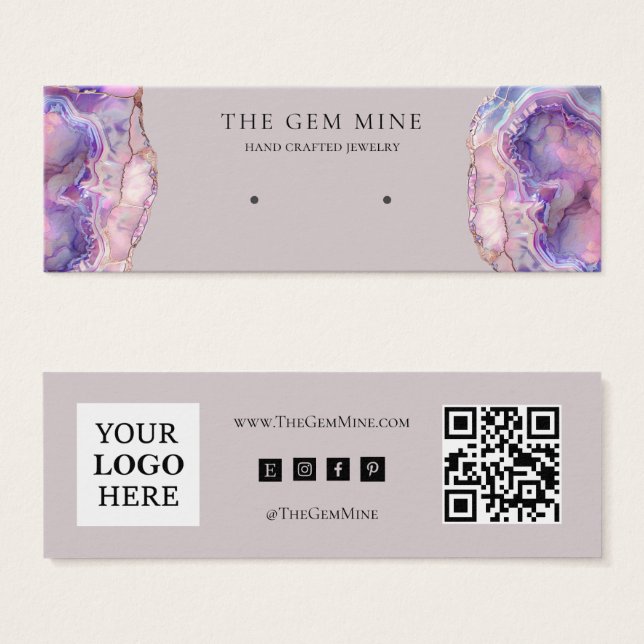 Lilac Agate Earring Mini Display Business Card (Front & Back)