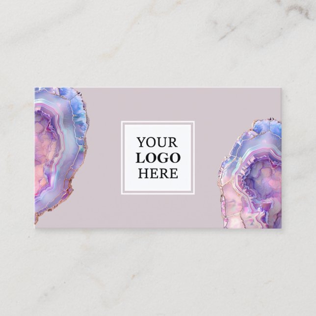 Lilac Agate Geode Business Card (Front)