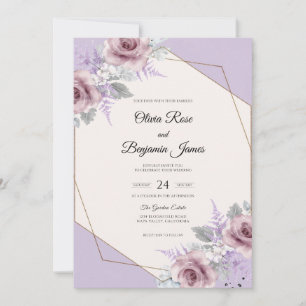 Lilac Amethyst Rose Wedding Invitation