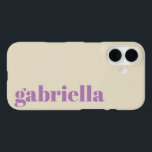 Lilac and Beige Bold Typography Personalized Name iPhone 16 Case<br><div class="desc">Bold Modern Typography Personalized Name Phone Case in Lilac and Beige</div>