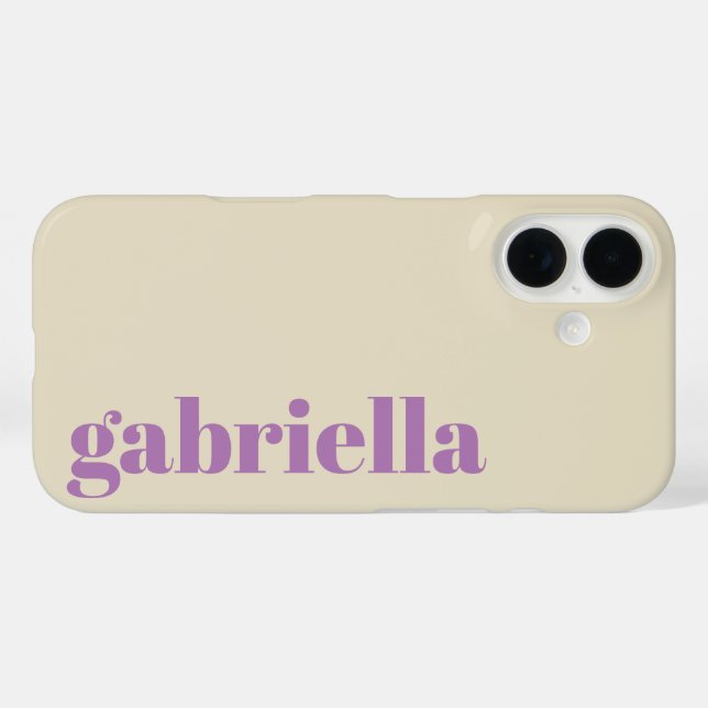 Lilac and Beige Bold Typography Personalized Name Case-Mate iPhone Case (Back (Horizontal))
